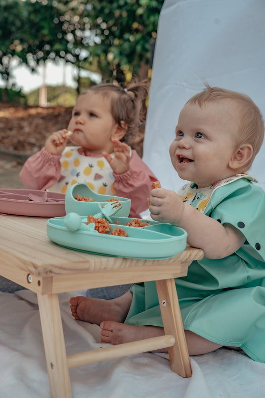 Whole set - 5 piece silicone feeding set + smock